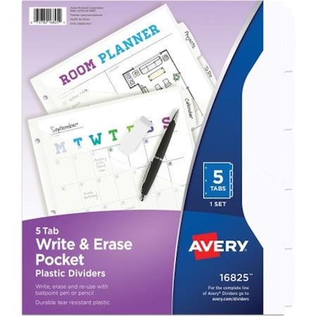 Suitex 8.5 x 11 in. Write & Erase Plastic Pocket Divider; White, 6PK SU3460845